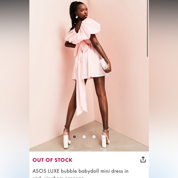 ASOS LUXE bubble babydoll mini dress in pink gingham - Picture 2 of 4